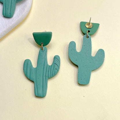 1 Pair Fashion Cactus Soft Clay Women's Drop Earrings