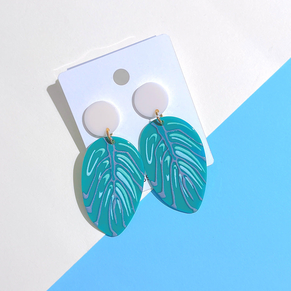 1 Pair Cartoon Style Cactus Leaves Flamingo Arylic Women's Drop Earrings