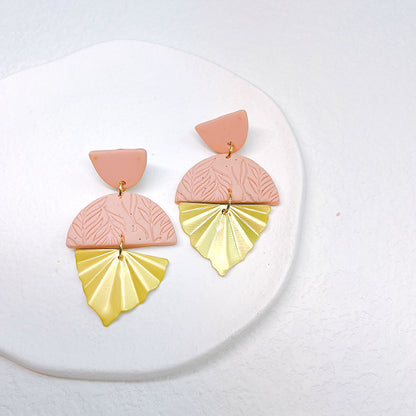 1 Pair Fashion Geometric Soft Clay Metal Patchwork Women's Drop Earrings