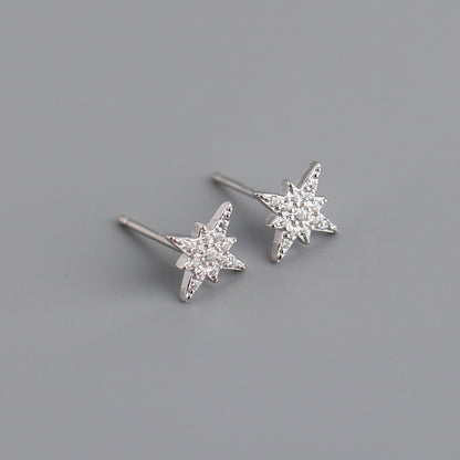 Fashion Star Sterling Silver Inlay Zircon Ear Studs 1 Pair