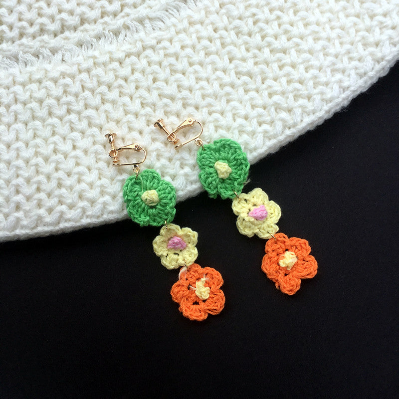 1 Pair Simple Style Flower Yarn Handmade Handmade Women's Drop Earrings