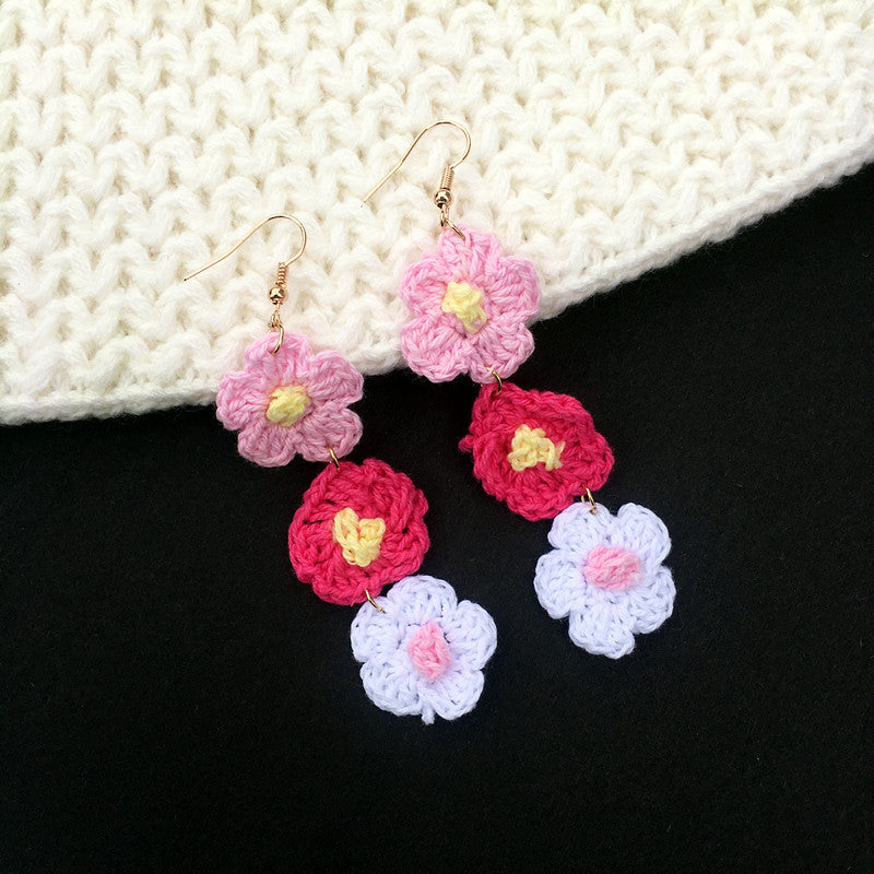 1 Pair Simple Style Flower Yarn Handmade Handmade Women's Drop Earrings