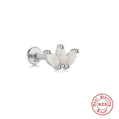 Fashion Square Water Droplets Paw Print Silver Inlay Zircon Ear Studs 1 Piece