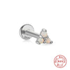 Fashion Square Water Droplets Paw Print Silver Inlay Zircon Ear Studs 1 Piece