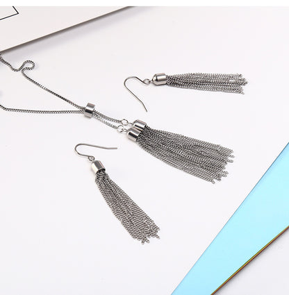 Simple Style Tassel Titanium Steel Plating Jewelry Set 2 Pieces