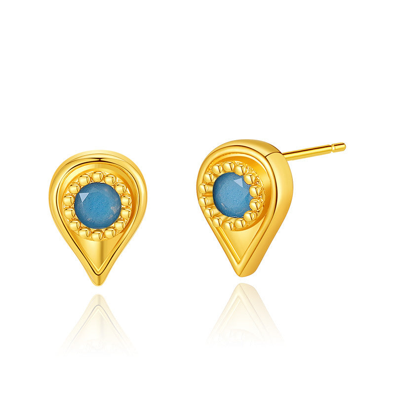 1 Pair Retro Round Insect Plating Inlay Copper Turquoise 18k Gold Plated Earrings