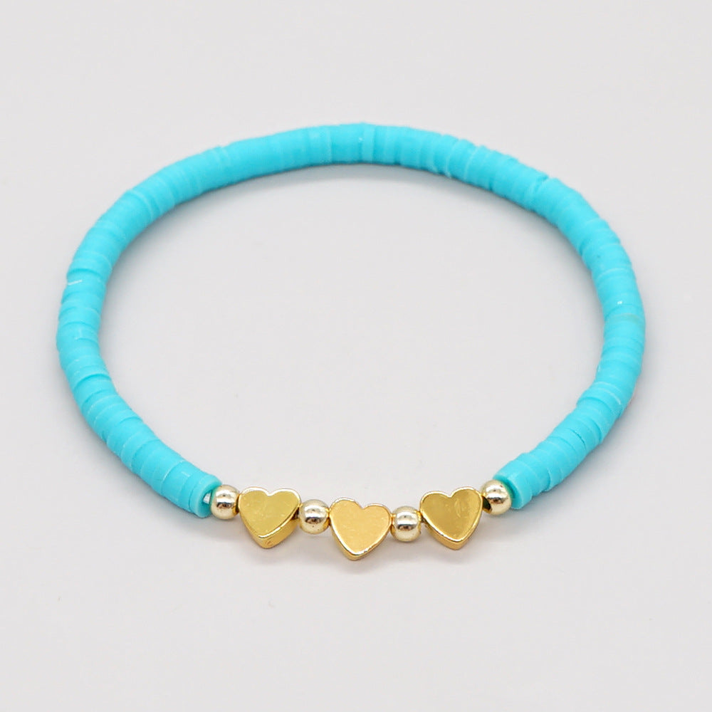 1 Piece Fashion Heart Shape Soft Clay Handmade Unisex Bracelets