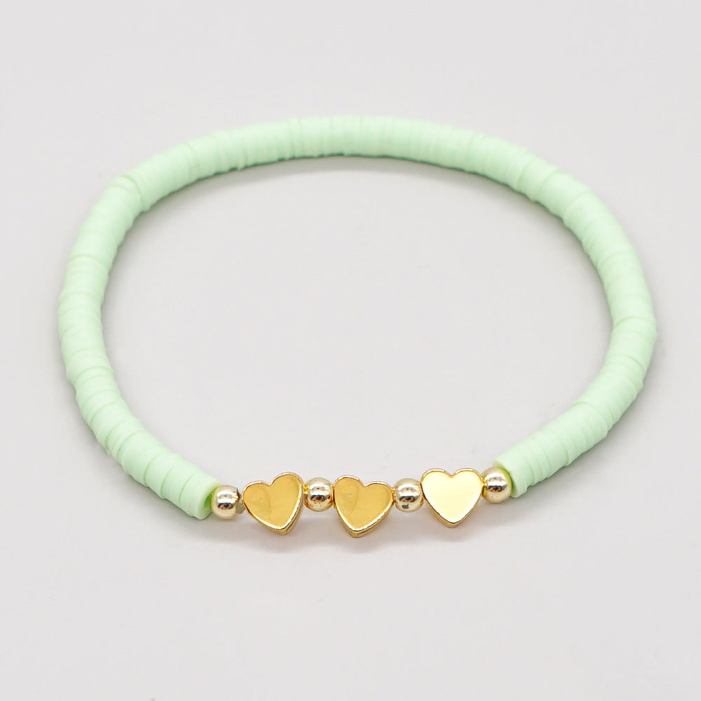 1 Piece Fashion Heart Shape Soft Clay Handmade Unisex Bracelets