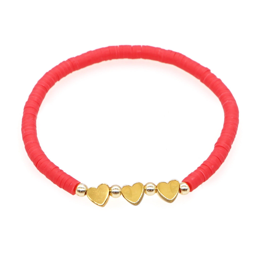 1 Piece Fashion Heart Shape Soft Clay Handmade Unisex Bracelets