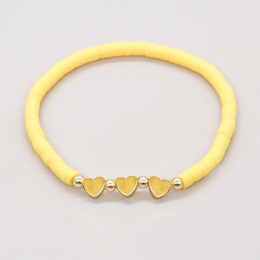 1 Piece Fashion Heart Shape Soft Clay Handmade Unisex Bracelets