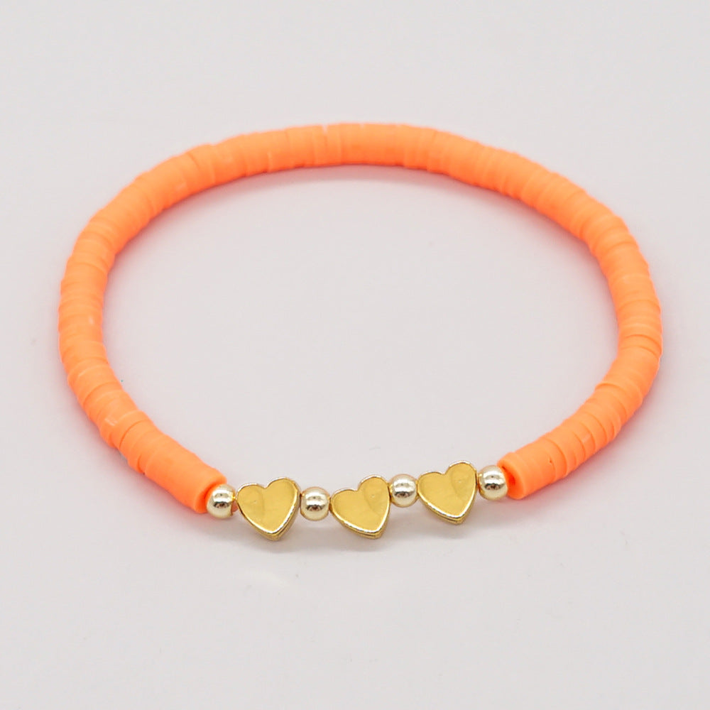 1 Piece Fashion Heart Shape Soft Clay Handmade Unisex Bracelets