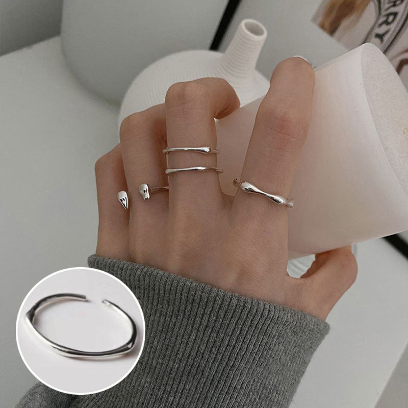 Fashion Solid Color Copper Silver Plated Open Ring 1 Piece