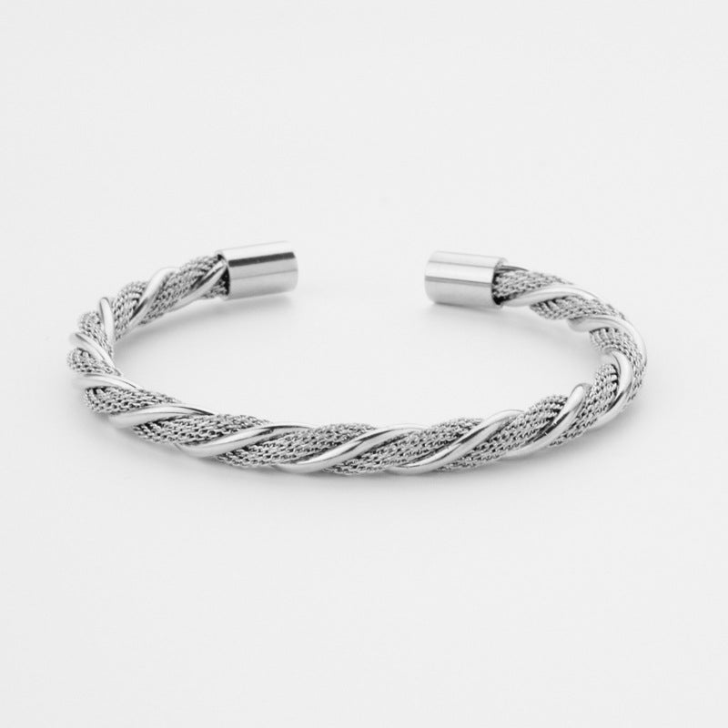 Fashion Solid Color Stainless Steel Mesh Bangle 1 Piece