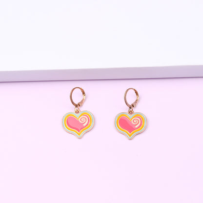 1 Pair Retro Heart Shape Alloy Enamel Women's Drop Earrings