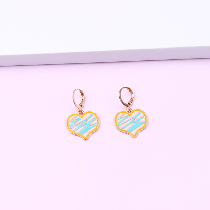 1 Pair Retro Heart Shape Alloy Enamel Women's Drop Earrings