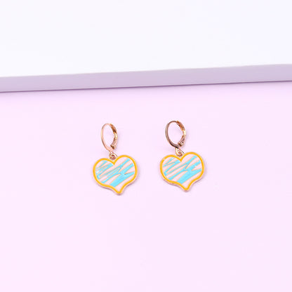 1 Pair Retro Heart Shape Alloy Enamel Women's Drop Earrings