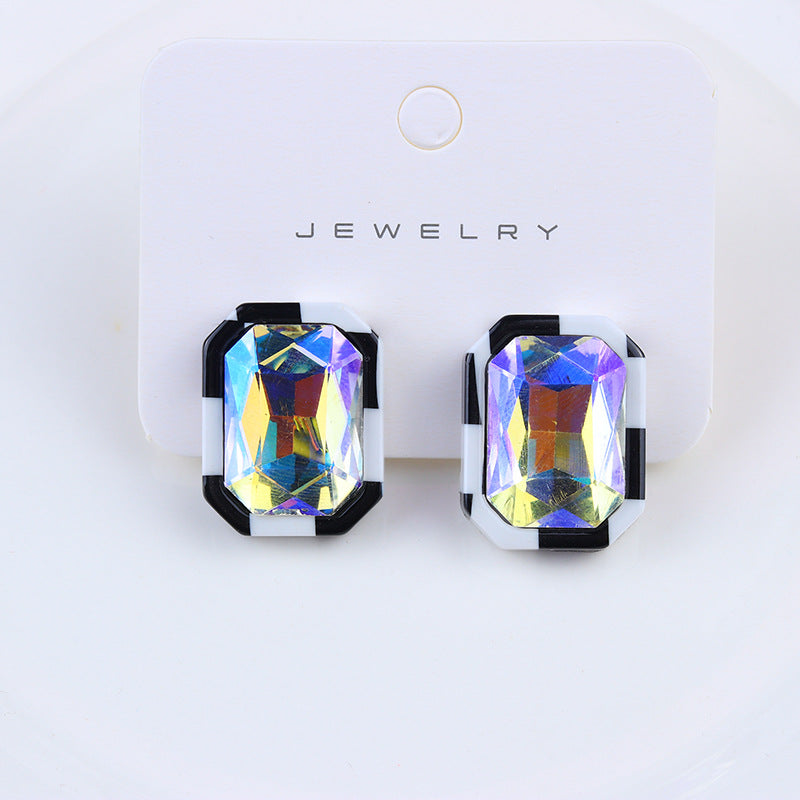 1 Pair Retro Geometric Arylic Inlay Glass Women's Ear Studs