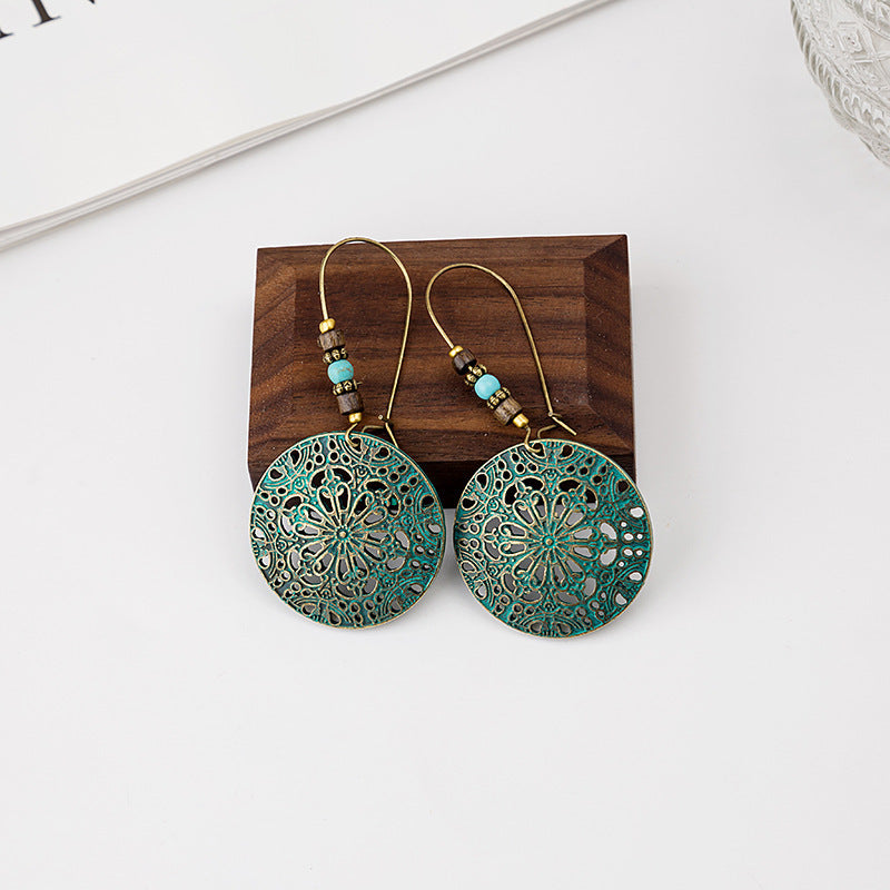 1 Pair Bohemian Water Droplets Tassel Alloy Inlay Turquoise Women's Drop Earrings