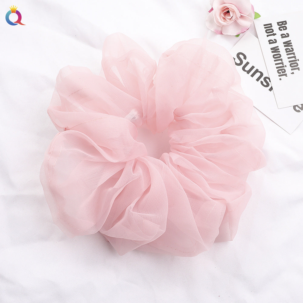 Simple Style Solid Color Organza Pleated Hair Tie 1 Piece