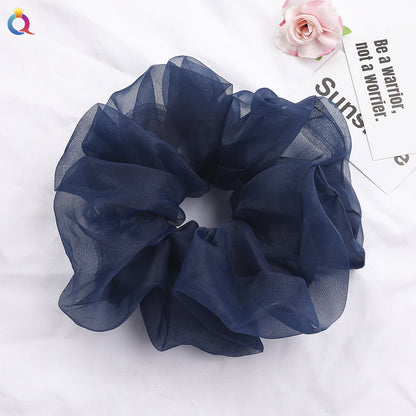 Simple Style Solid Color Organza Pleated Hair Tie 1 Piece