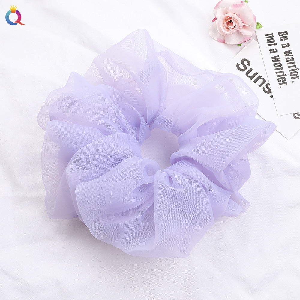 Simple Style Solid Color Organza Pleated Hair Tie 1 Piece