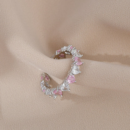 Fashion Heart Shape Copper Plating Zircon Open Ring