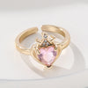 Fashion Heart Shape Copper Plating Zircon Open Ring