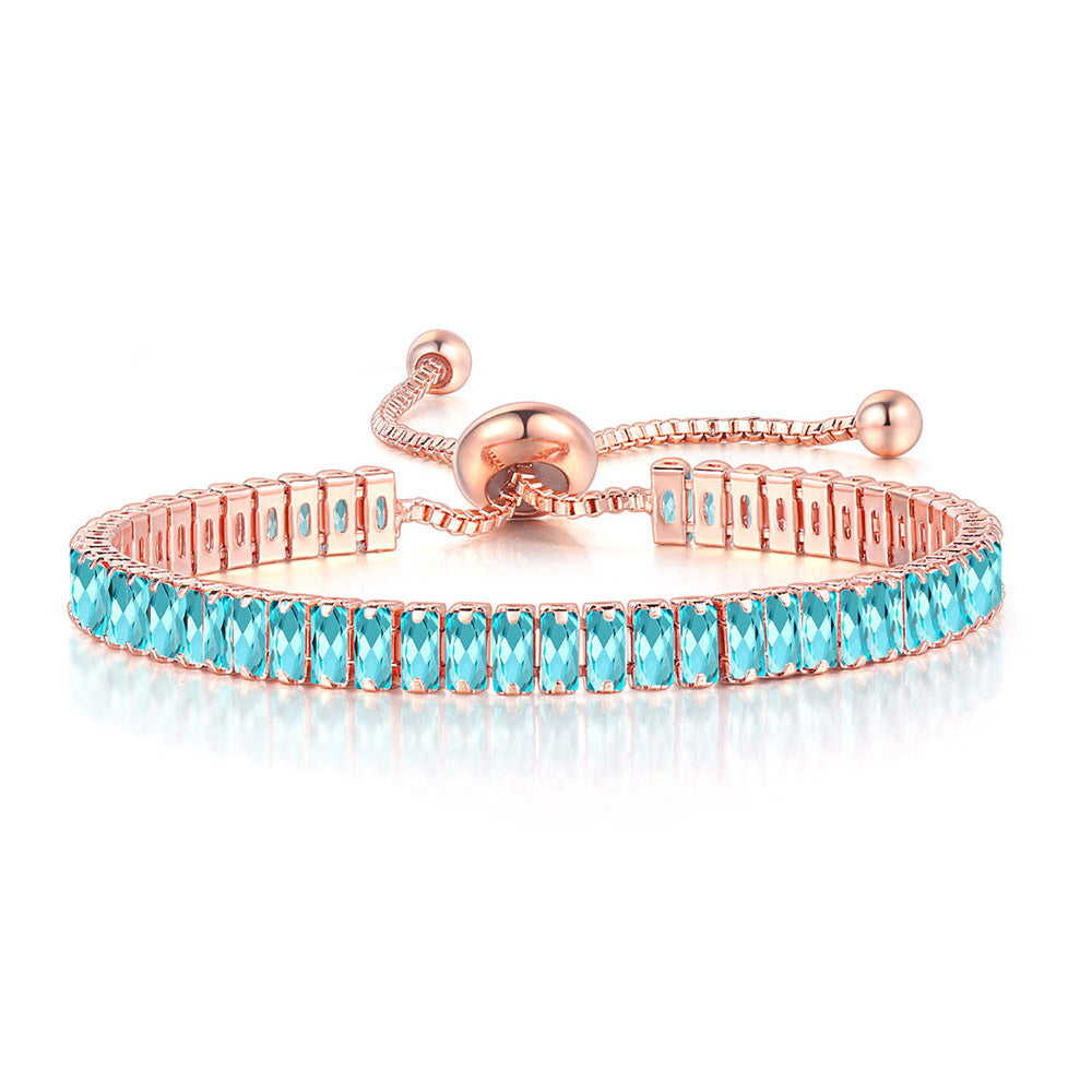 Glam Rectangle Copper Plating Zircon Bracelets