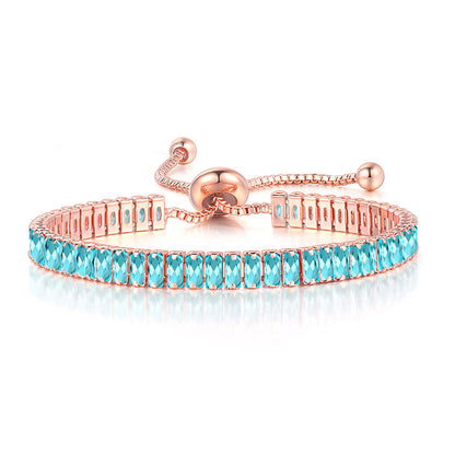 Glam Rectangle Copper Plating Zircon Bracelets