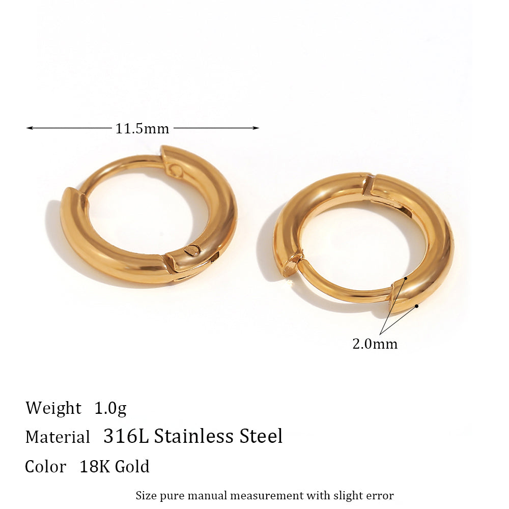 1 Pair Classic Style Round Plating Stainless Steel 18k Gold Plated Earrings