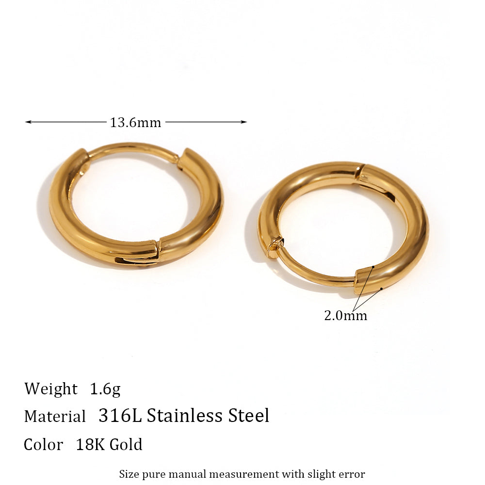 1 Pair Classic Style Round Plating Stainless Steel 18k Gold Plated Earrings