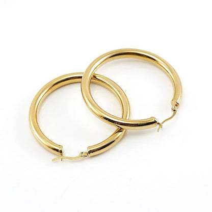 Retro Geometric Titanium Steel Plating Hoop Earrings 1 Pair