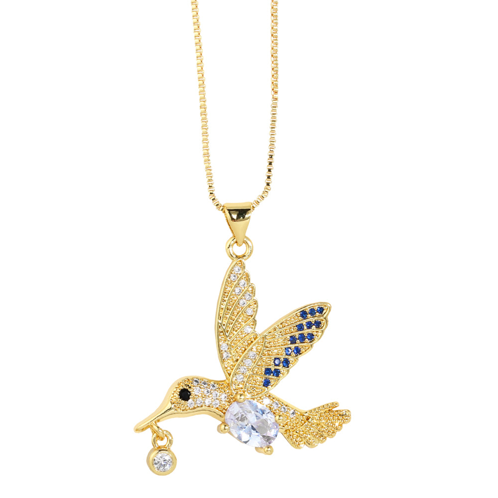 Fashion Bird Copper Plating Zircon Pendant Necklace 1 Piece