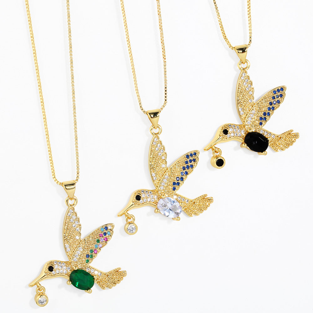 Fashion Bird Copper Plating Zircon Pendant Necklace 1 Piece