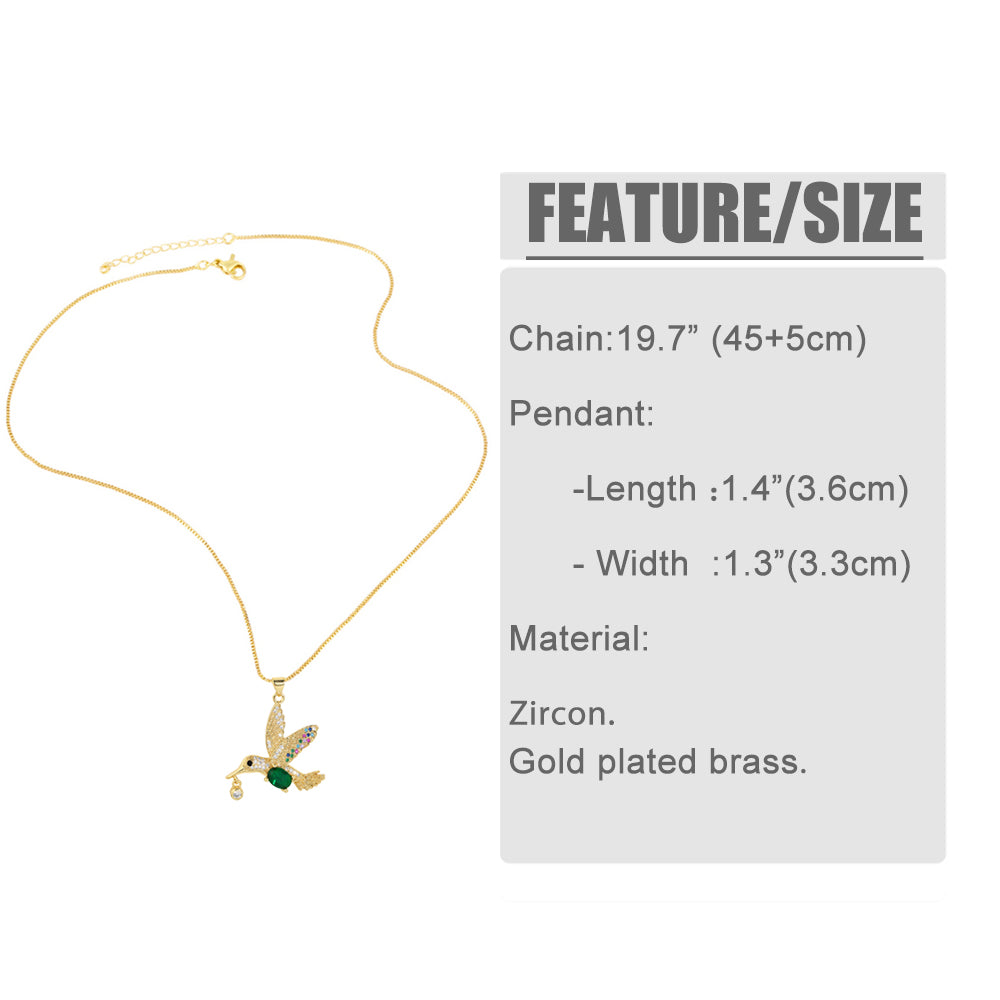 Fashion Bird Copper Plating Zircon Pendant Necklace 1 Piece