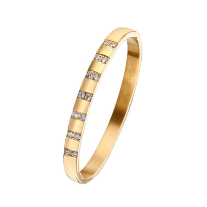 Simple Style Geometric Titanium Steel Inlay Zircon Bangle 1 Piece