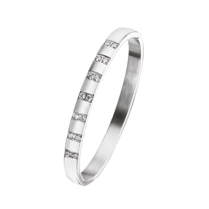 Simple Style Geometric Titanium Steel Inlay Zircon Bangle 1 Piece