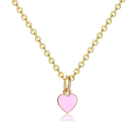 Fashion Heart Shape Stainless Steel Enamel Pendant Necklace 1 Piece