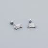 Fashion Square Sterling Silver Plating Inlay Zircon Ear Studs 1 Pair