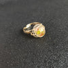 Ethnic Style Round Agate Inlay Zircon Open Ring 1 Piece