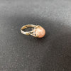 Ethnic Style Round Agate Inlay Zircon Open Ring 1 Piece