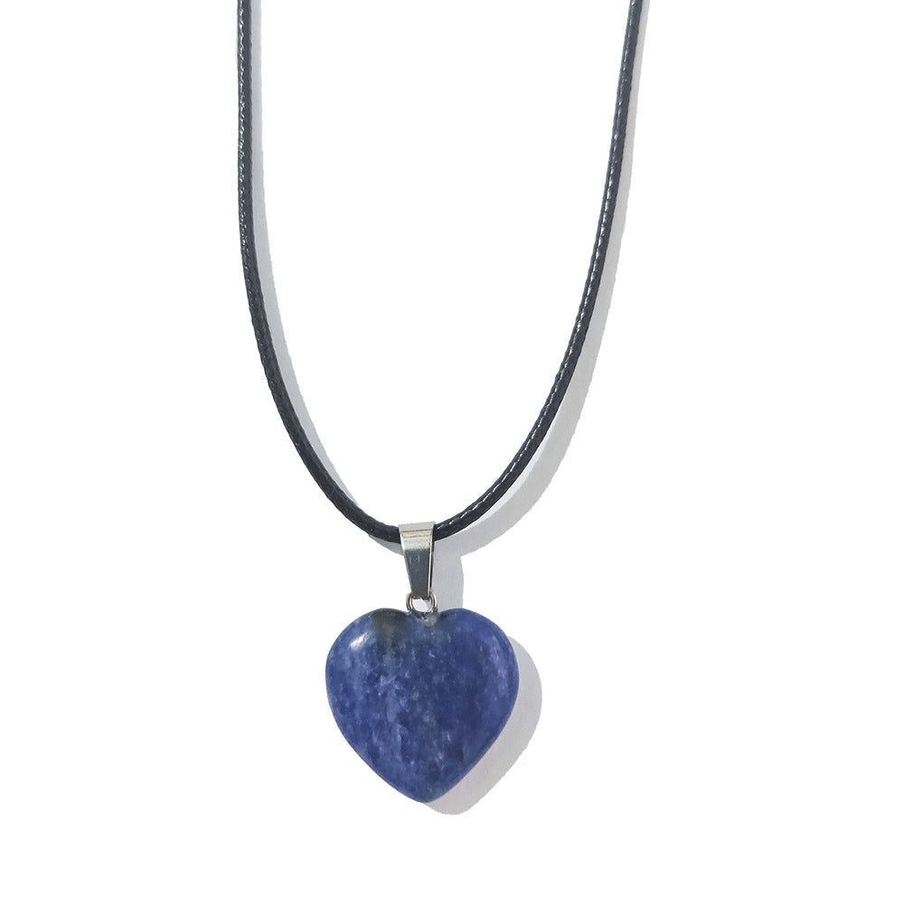 Simple Style Heart Shape Natural Stone Polishing Pendant Necklace 1 Piece