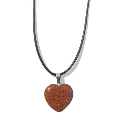 Simple Style Heart Shape Natural Stone Polishing Pendant Necklace 1 Piece