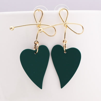 1 Pair Fashion Heart Shape Bow Knot Alloy Plating Women's Drop Earrings