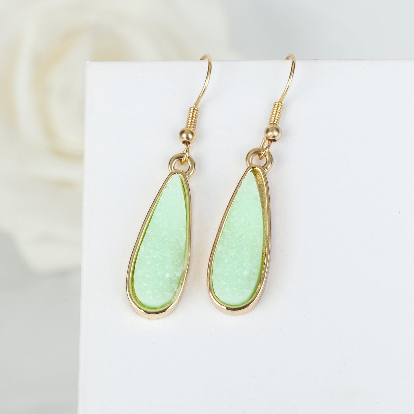 1 Pair Simple Style Water Droplets Plating Alloy Drop Earrings