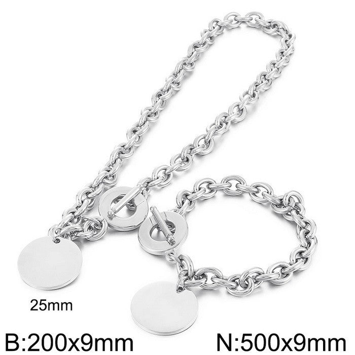 Fashion Round Titanium Steel Plating Bracelets Necklace