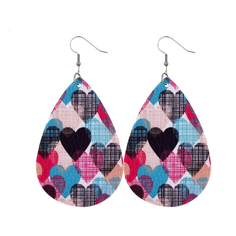 1 Pair Sweet Streetwear Heart Shape Pu Leather Drop Earrings