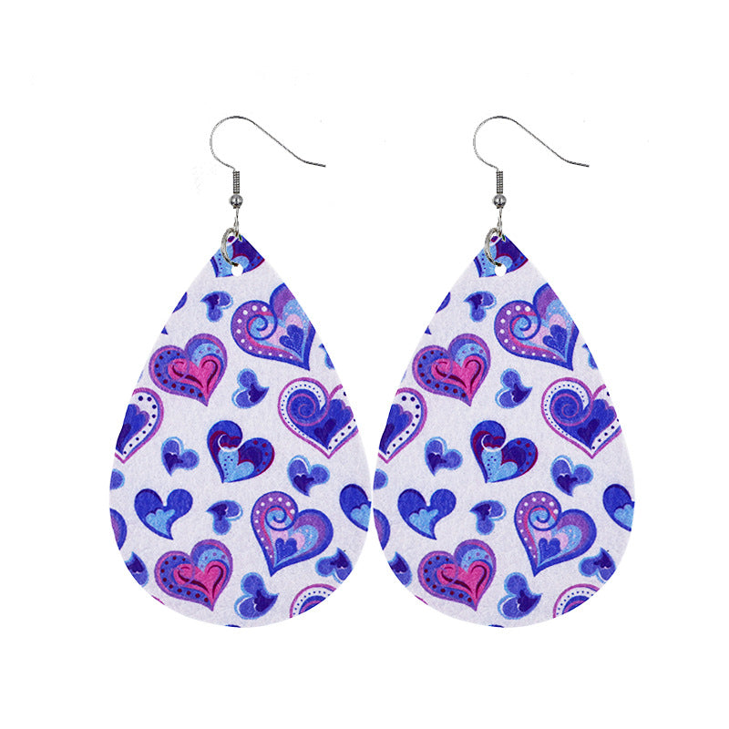 1 Pair Sweet Streetwear Heart Shape Pu Leather Drop Earrings