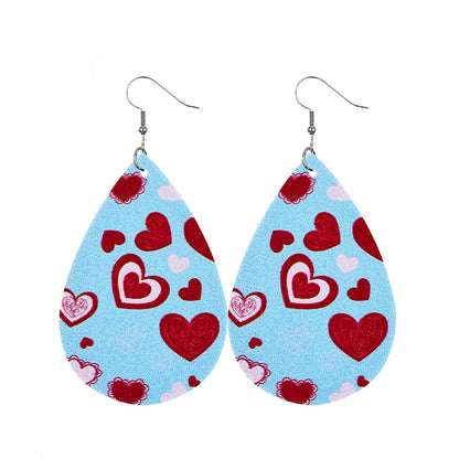 1 Pair Sweet Streetwear Heart Shape Pu Leather Drop Earrings