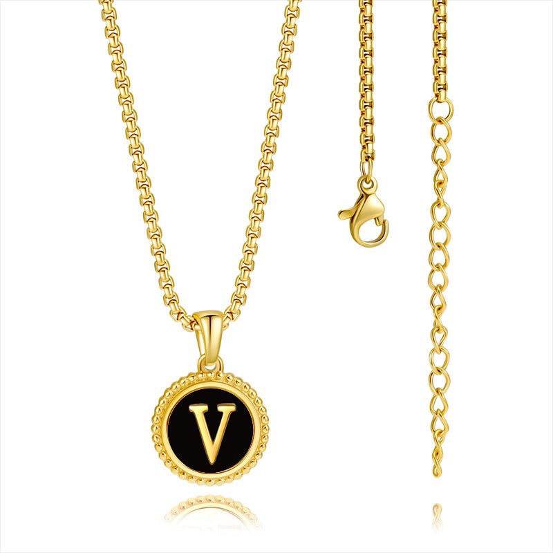 Casual Modern Style Letter Stainless Steel Enamel Plating 18k Gold Plated Pendant Necklace